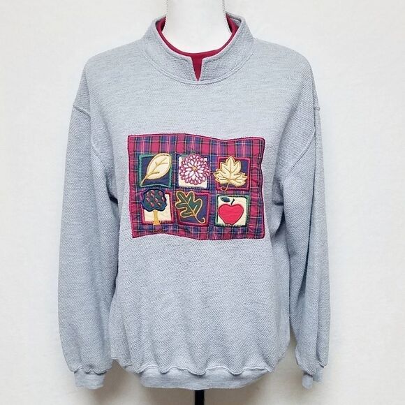 VINTAGE 80s Baxter & Wells Fall Gray Sweatshirt M - Picture 1 of 9